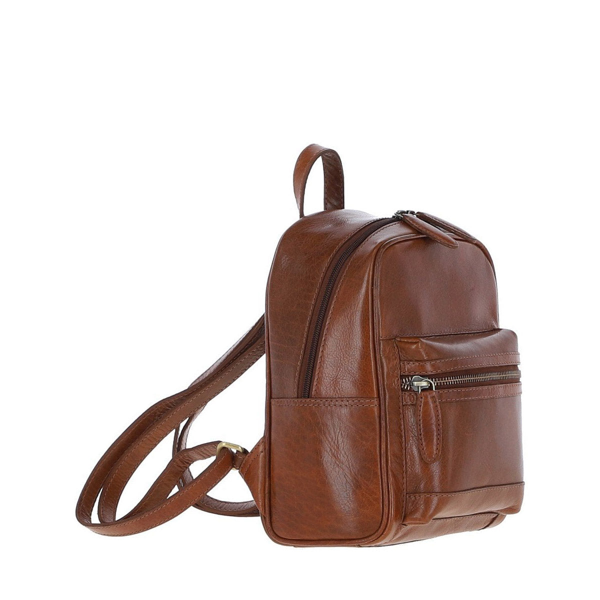 Small Leather Backpack Chestnut: T-87