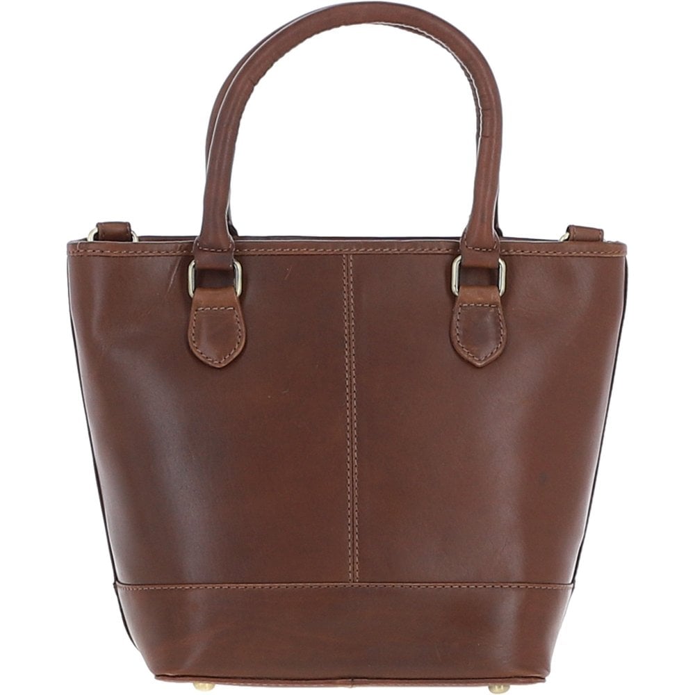 Small Leather Bucket Bag - Brown
