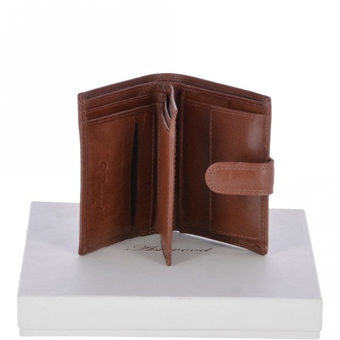 Flip Side 6 card, ID & Coins Dual Bill fold Tab Leather Wallet - Tan