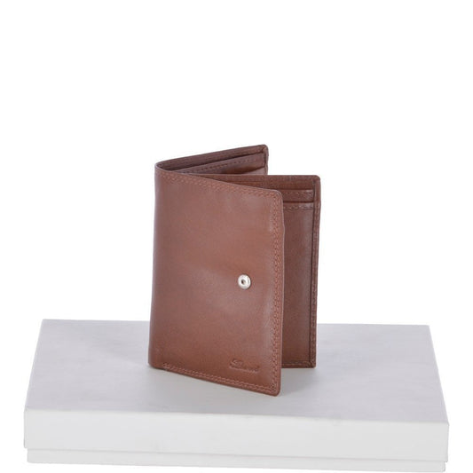 Flip Side 6 card, ID & Coins Dual Bill fold Tab Leather Wallet - Tan