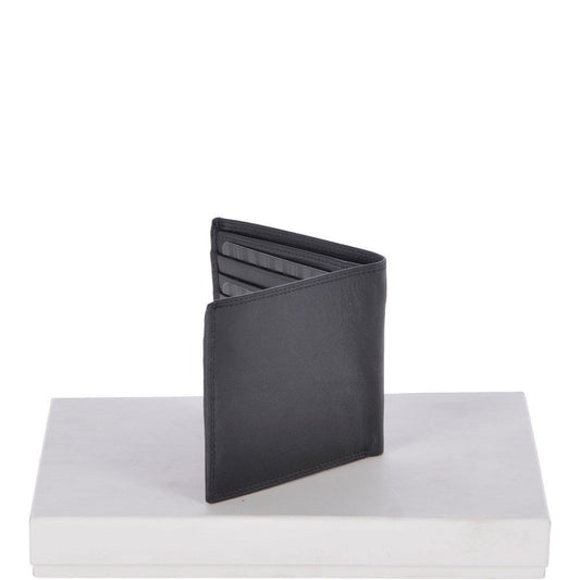 Leather Classic 8 Card Bill Fold Wallet - Black