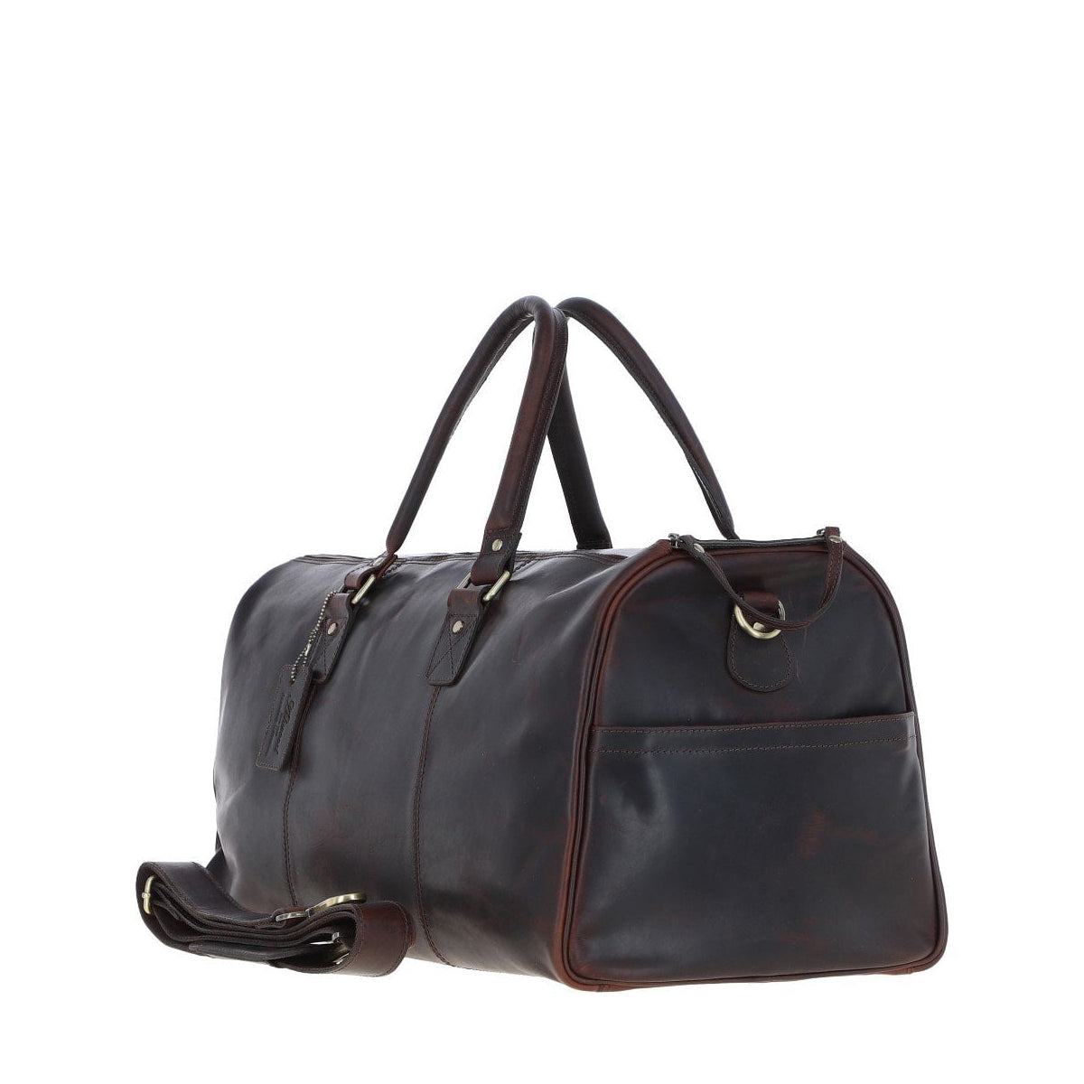 Large Leather Holdall - Brown