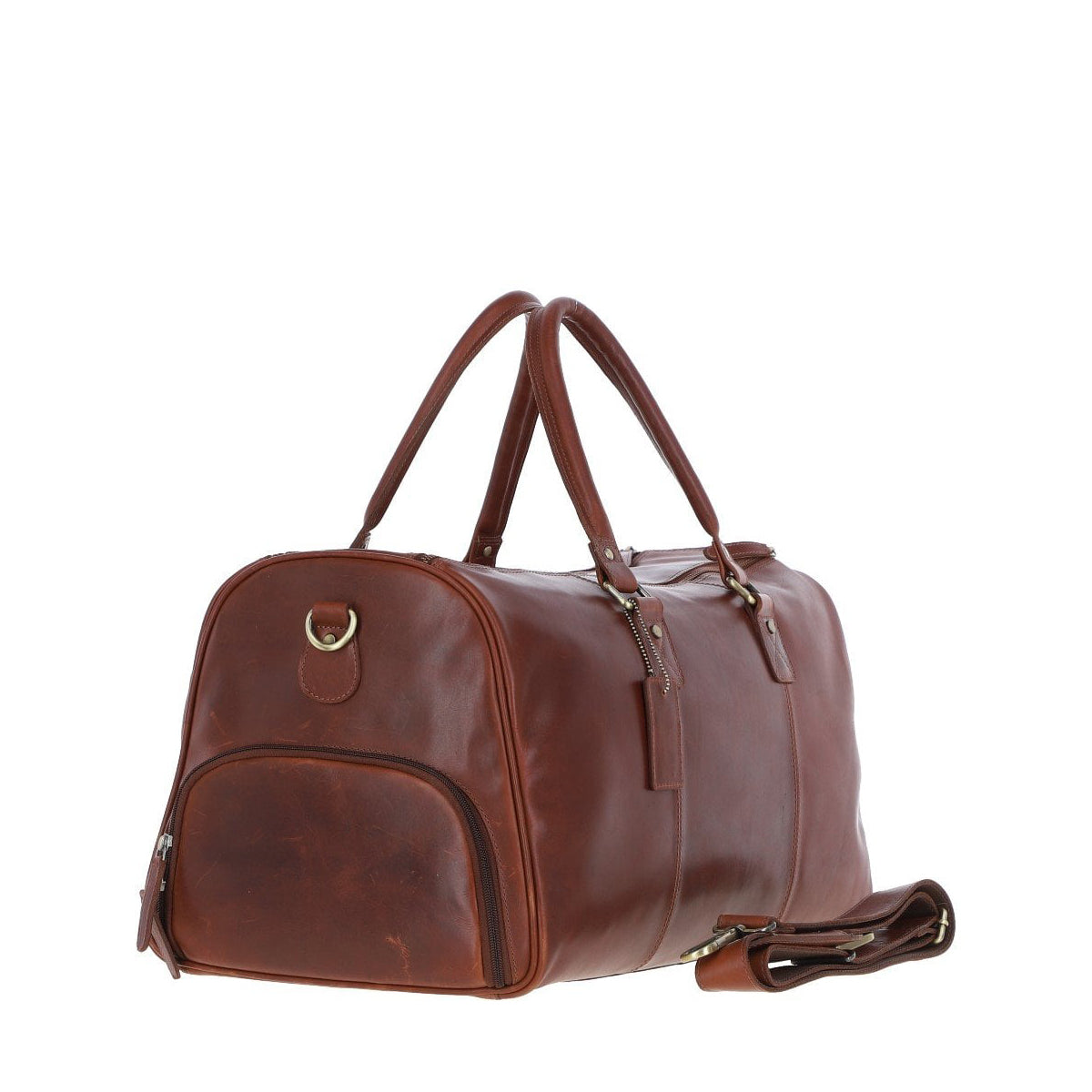 Large Leather Holdall - Chestnut