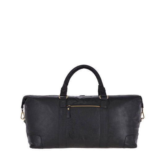Large Leather Vintage Holdall - Black