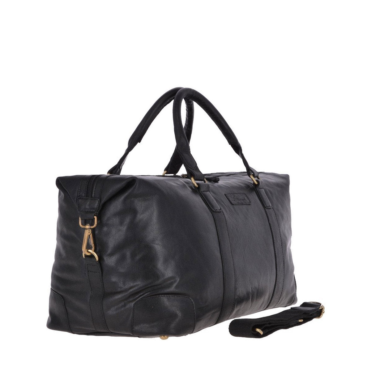 Large Leather Vintage Holdall - Black