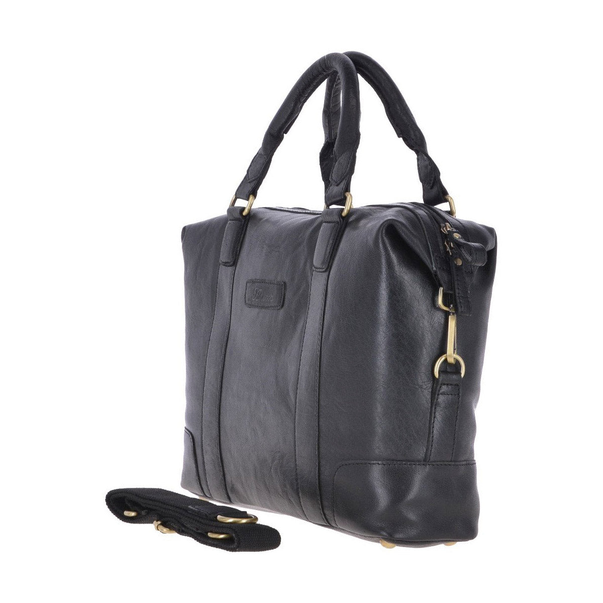 Leather Vintage Laptop Work Bag Black : G-34