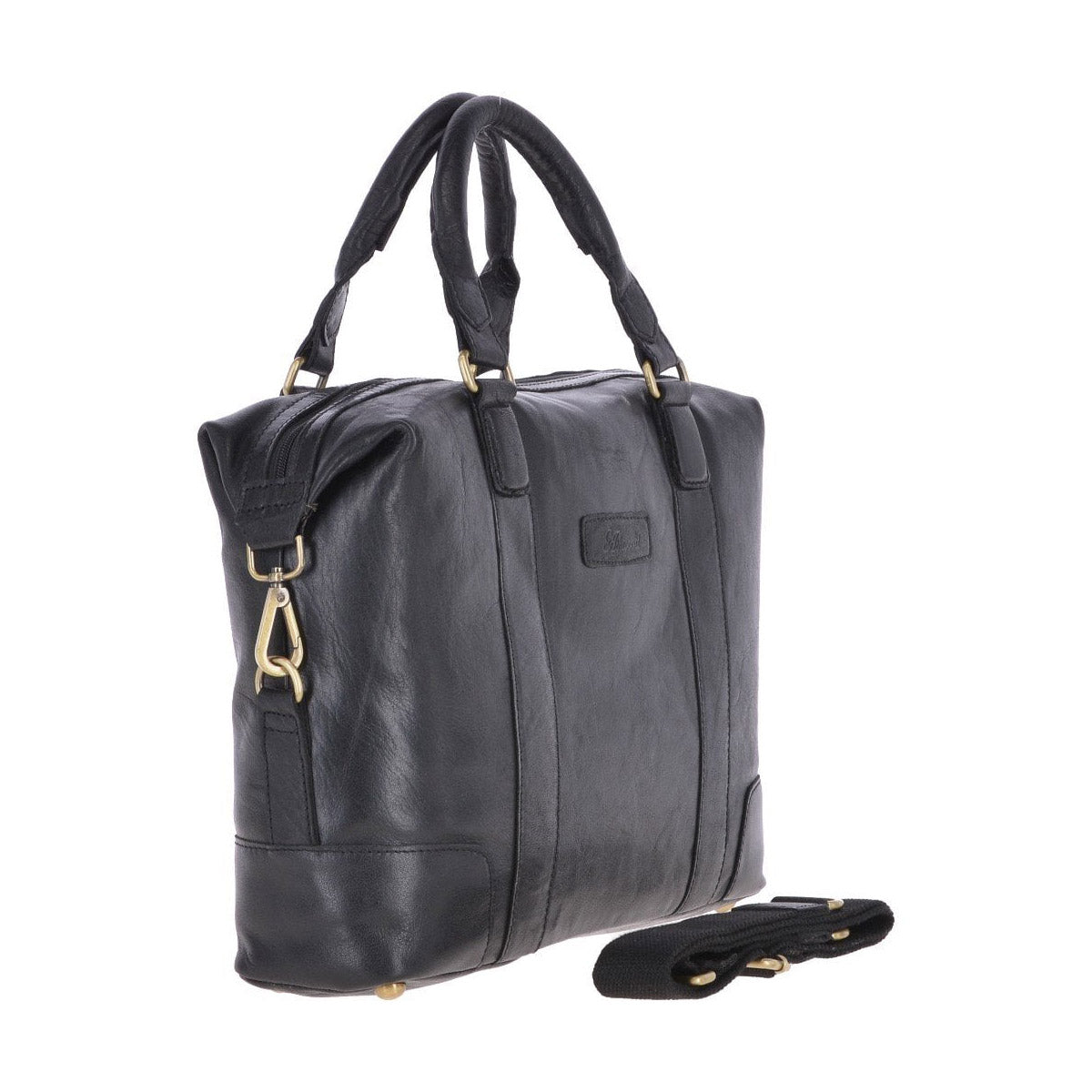 Leather Vintage Laptop Work Bag Black : G-34