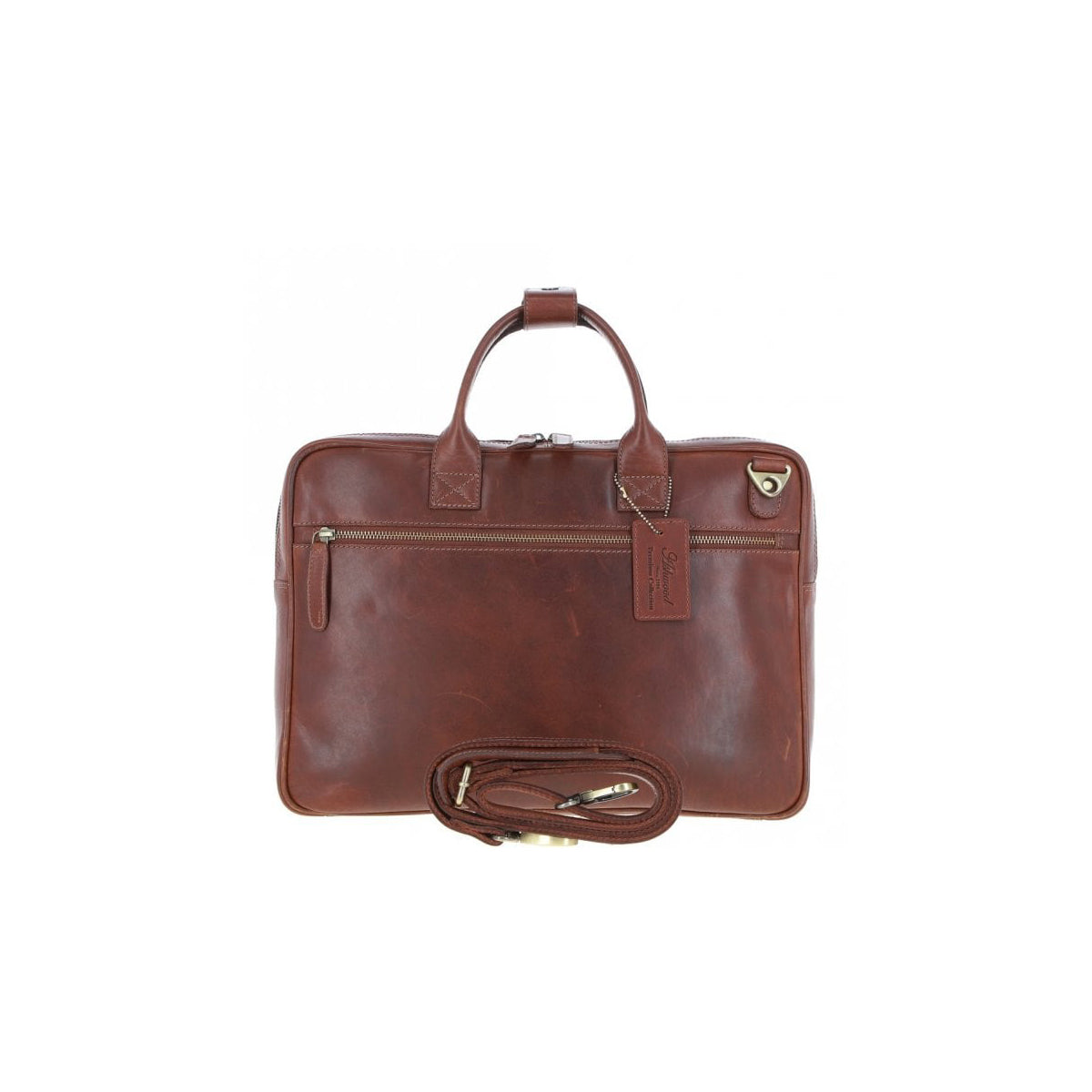 Medium Luxury Leather iPad Work Bag Chestnut: K-46