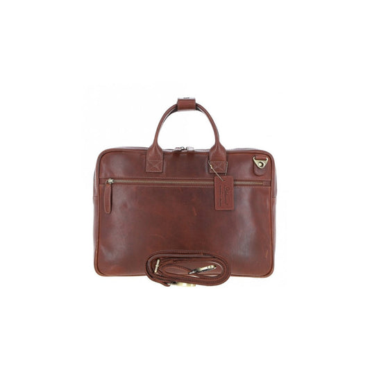 Medium Luxury Leather iPad Work Bag Chestnut: K-46