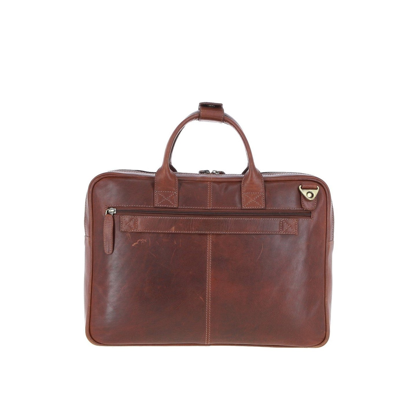 Medium Luxury Leather iPad Work Bag Chestnut: K-46