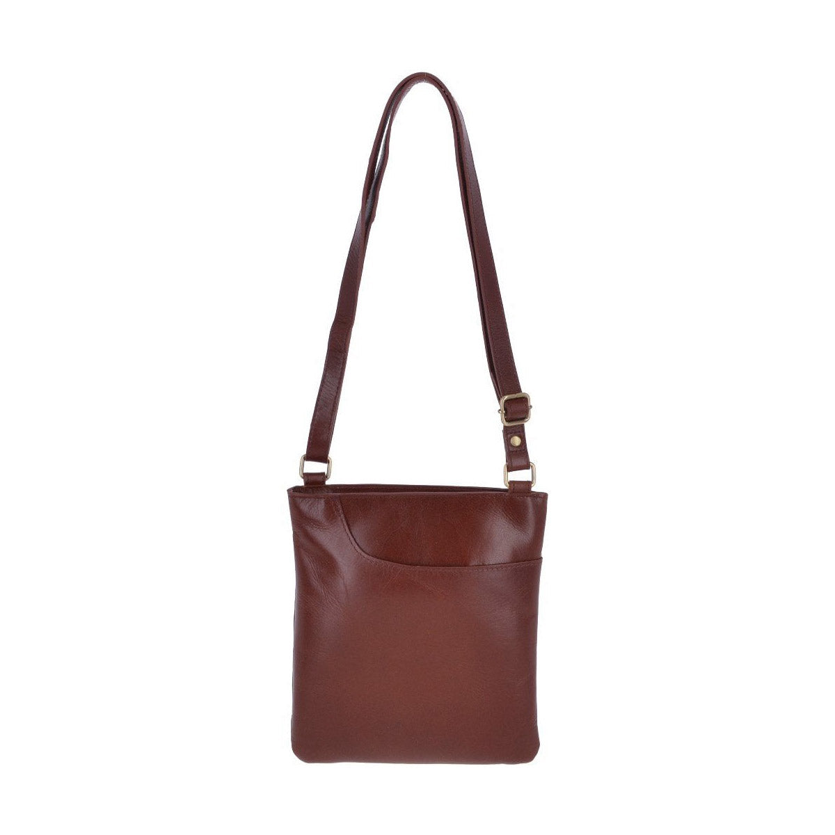 Vegetable Tanned Small Leather Cross body Shoulder Bag Chestnut : V-21