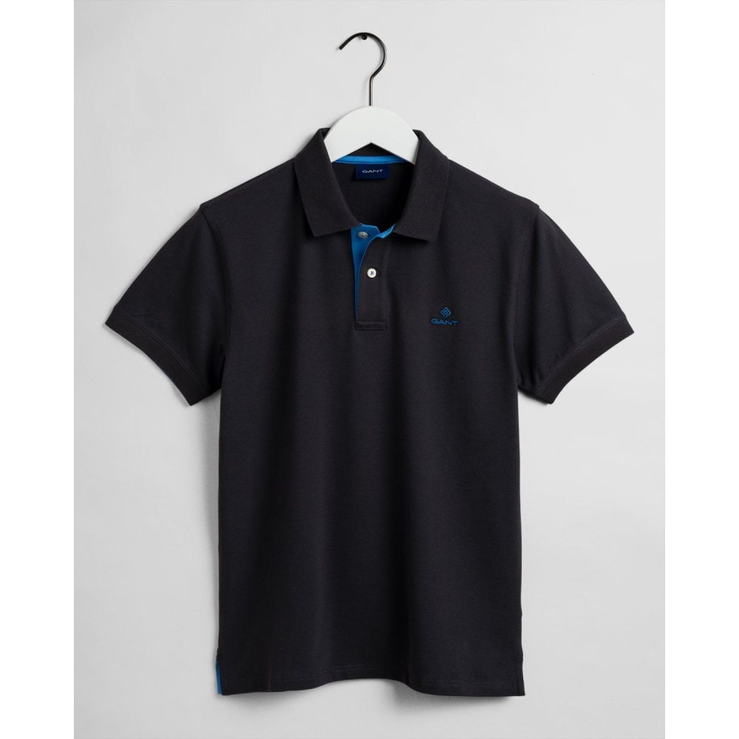 Mens Day Blue Contrast Collar Pique Rugger Polo Shirt