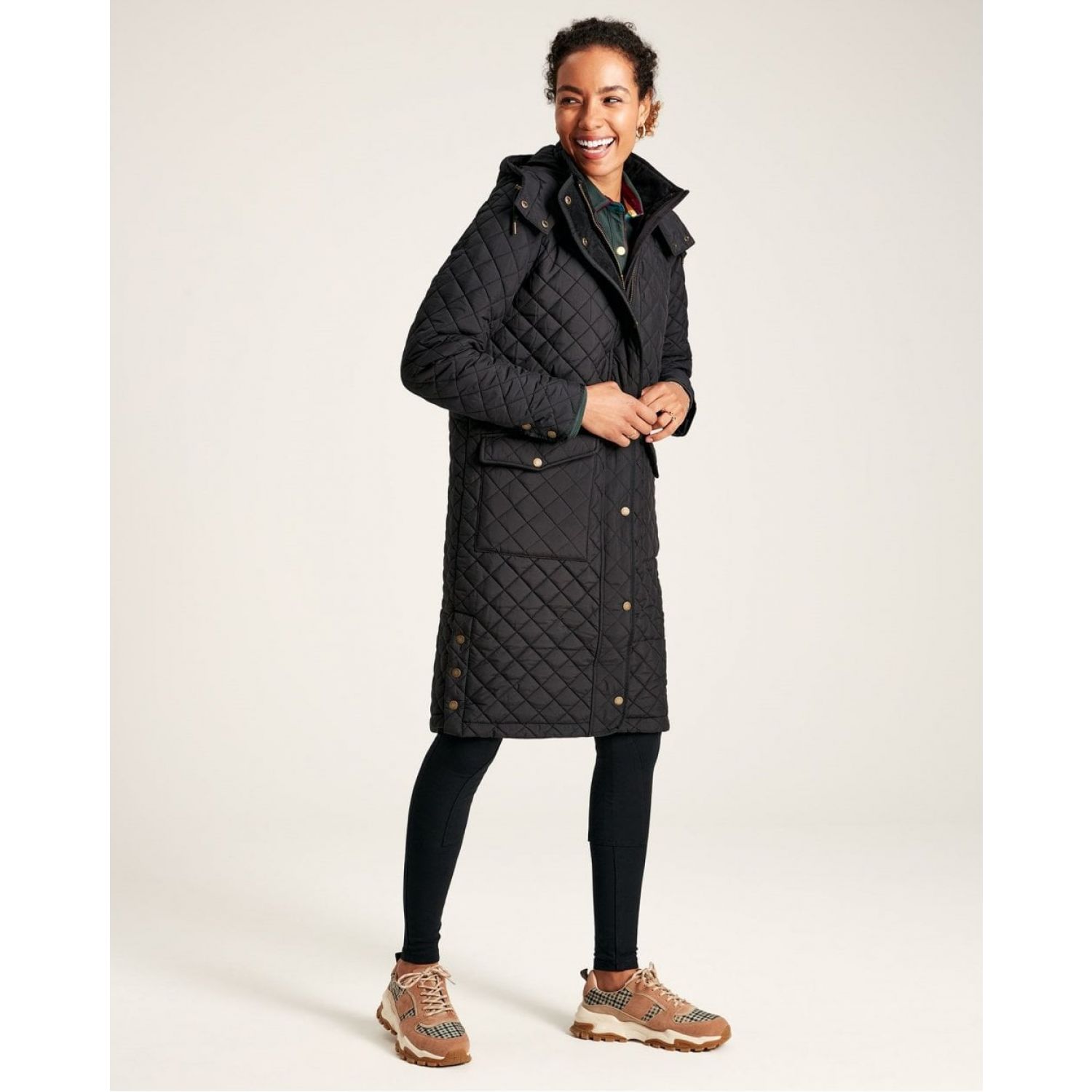 Joules Chatsworth Diamond Quilted Coat With Hood 223331