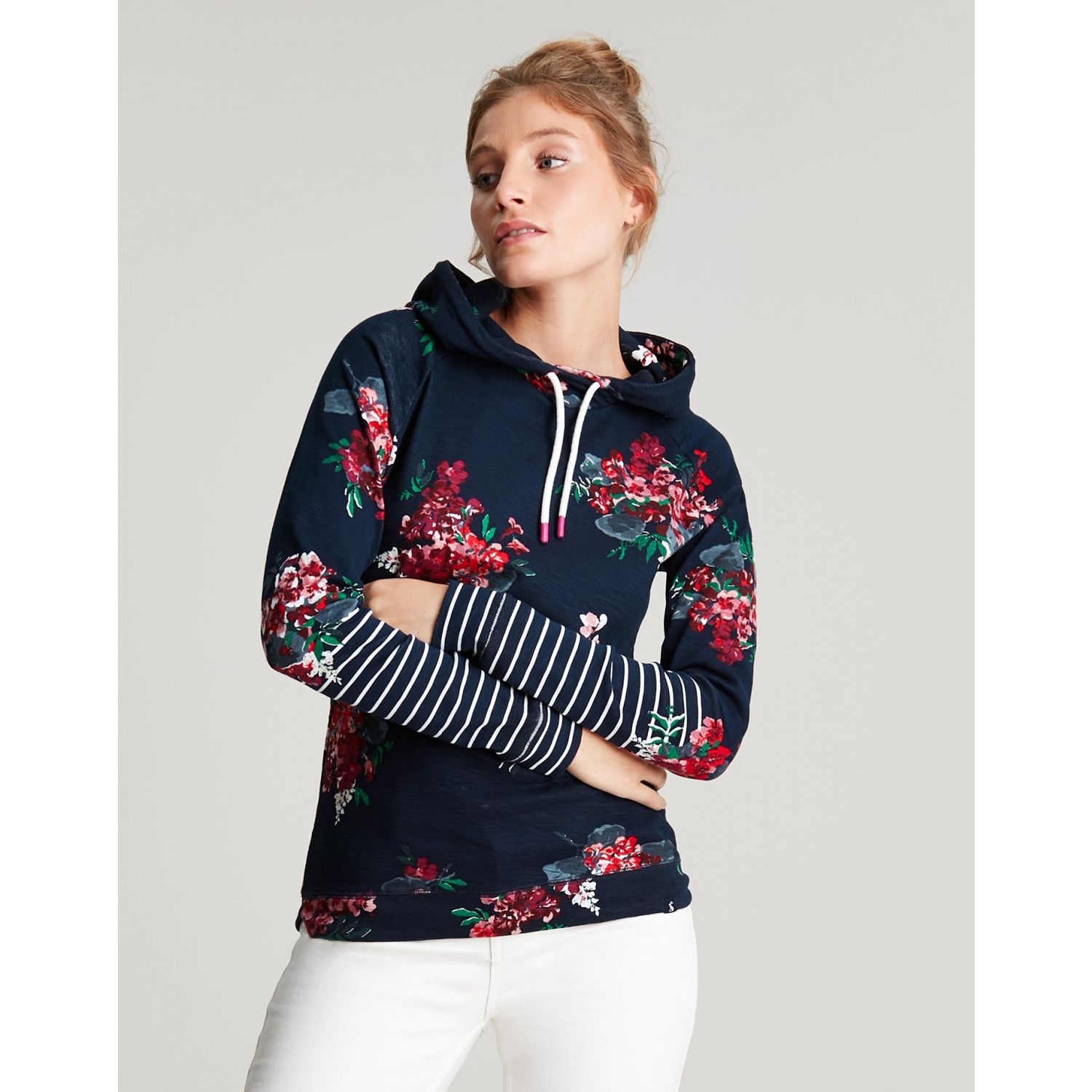 Joules marlston print hooded on sale sweatshirt