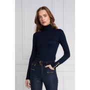 Buttoned Knit Roll Neck