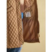 Rosewell Tan Brown Showerproof Longline Diamond Quilted Coat