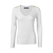 Long Sleeve Vee Neck Tee - White