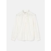 Melanie White Cotton Ruffle Blouse