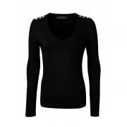 Long Sleeve Vee Neck Tee - Black