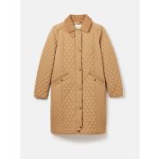 Rosewell Tan Brown Showerproof Longline Diamond Quilted Coat