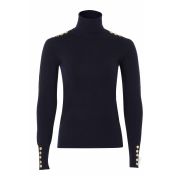 Buttoned Knit Roll Neck