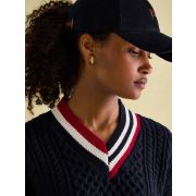 Dawson Navy Cable Knit Cricket Jumper