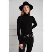 Buttoned Knit Roll Neck