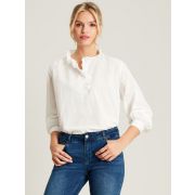 Melanie White Cotton Ruffle Blouse