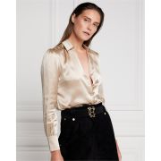 Silk V-Neck Blouse - Champagne