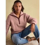 Elmore Pink Knitted Quarter Zip Jumper