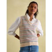 Islay Oatmeal V Neck Fair Isle Knitted Vest