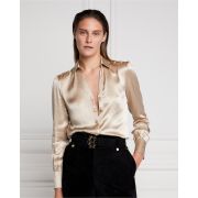 Silk V-Neck Blouse - Champagne