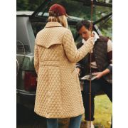 Rosewell Tan Brown Showerproof Longline Diamond Quilted Coat