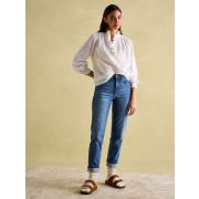 Melanie White Cotton Ruffle Blouse