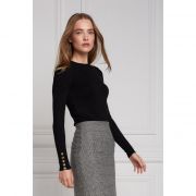 Buttoned Knit Crew Neck Jumper