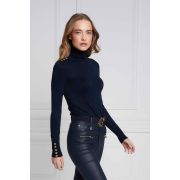 Buttoned Knit Roll Neck