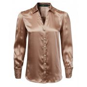 Silk V-Neck Blouse - Champagne