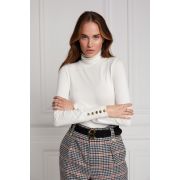 Buttoned Knit Roll Neck