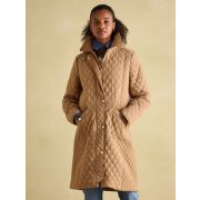 Rosewell Tan Brown Showerproof Longline Diamond Quilted Coat