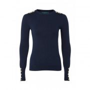 Buttoned Knit Crew Neck Jumper