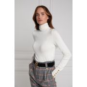 Buttoned Knit Roll Neck