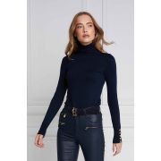 Buttoned Knit Roll Neck