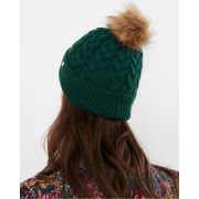 Elena Cable Knit Hat With Pom