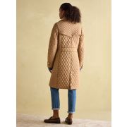 Rosewell Tan Brown Showerproof Longline Diamond Quilted Coat