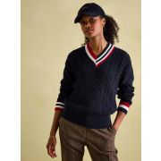 Dawson Navy Cable Knit Cricket Jumper