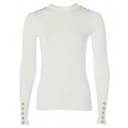 Buttoned Knit Crew Neck Jumper