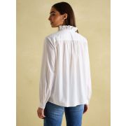 Melanie White Cotton Ruffle Blouse