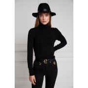 Buttoned Knit Roll Neck