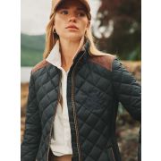 Braemar Luxe Navy Showerproof Diamond Quilted Coat