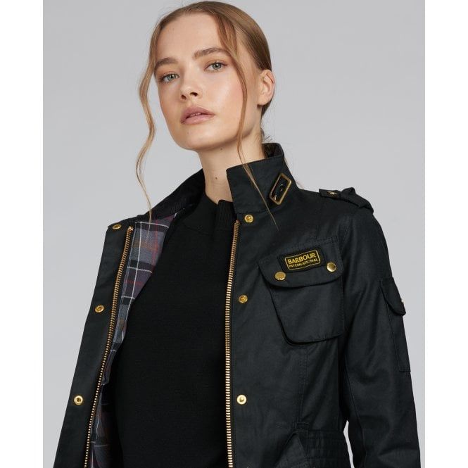 Ladies barbour international wax jacket on sale